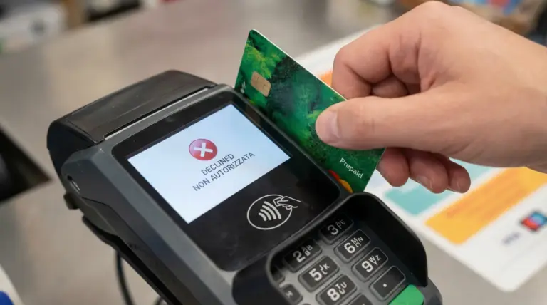 Carta prepagata rifiutata su un terminale di pagamento contactless